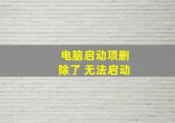 电脑启动项删除了 无法启动